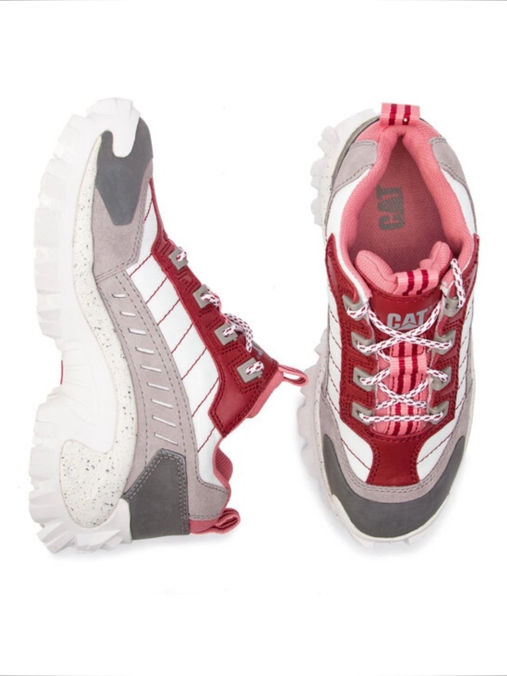 Casual Women's Lace-Up Sneakers in Burgundy and Gray